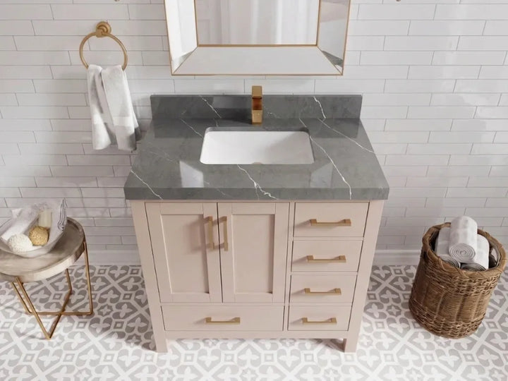 Malibu 36 in. W x 22 in. D Bathroom Vanity Center Sink - photo 22