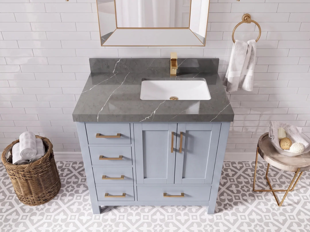 Malibu 36 in. W x 22 in. D Right Offset Sink Bathroom Vanity | 
              
                Blue Heather
                
                  
             - MLB_BLU_WHQZ_36R - photo №23