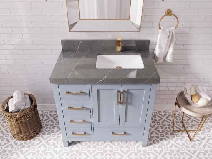 Malibu 36 in. W x 22 in. D Right Offset Sink Bathroom Vanity - photo 23