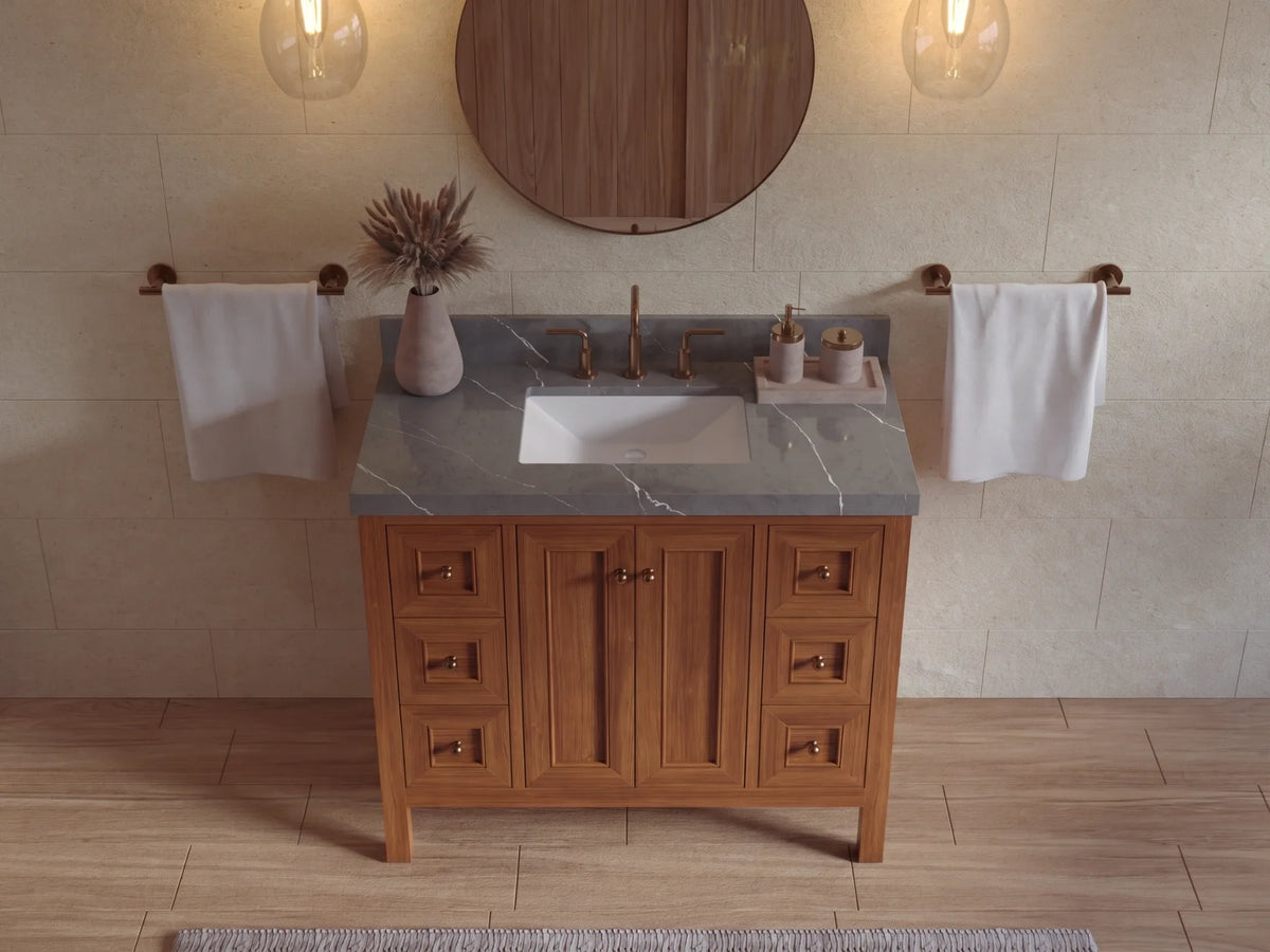Nashville Teak Wood 42 in. W x 22 in. D Single Sink Bathroom Vanity