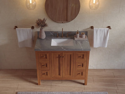 Nashville Teak Wood 42 in. W x 22 in. D Single Sink Bathroom Vanity