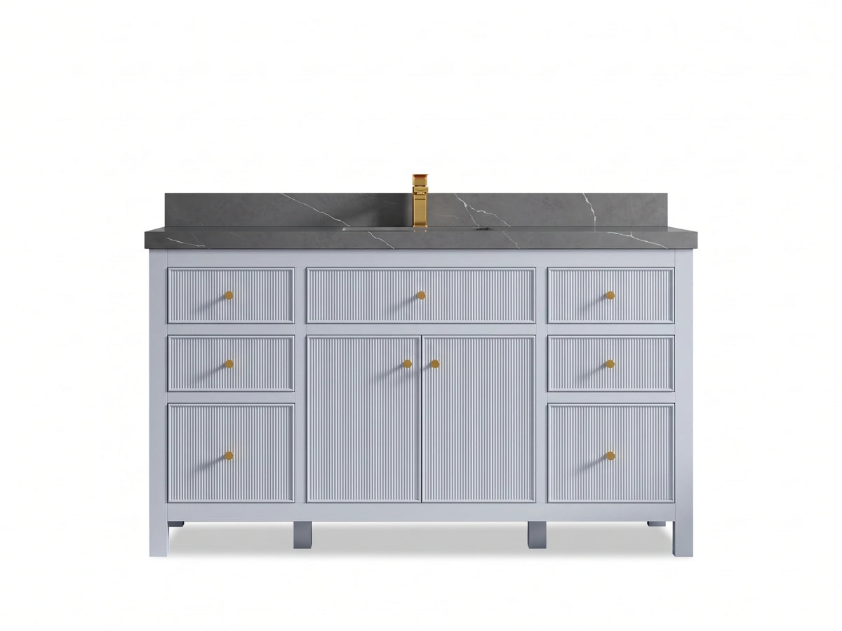 Sonoma 60 in W x 22 in D Free Standing Reeded Single Sink Bathroom Vanity