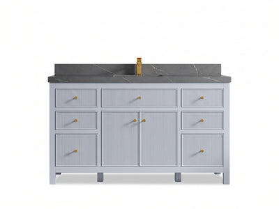 Sonoma 60 in W x 22 in D Free Standing Reeded Single Sink Bathroom Vanity