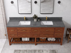 Parker Teak Wood 84 in. W x 22 in. D Double Sink Bathroom Vanity - photo 16