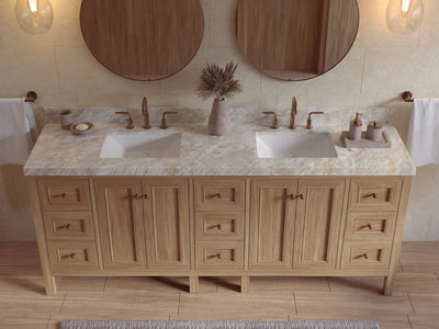 Nashville Teak Wood 84 in. W x 22 in. D Double Sink Bathroom Vanity