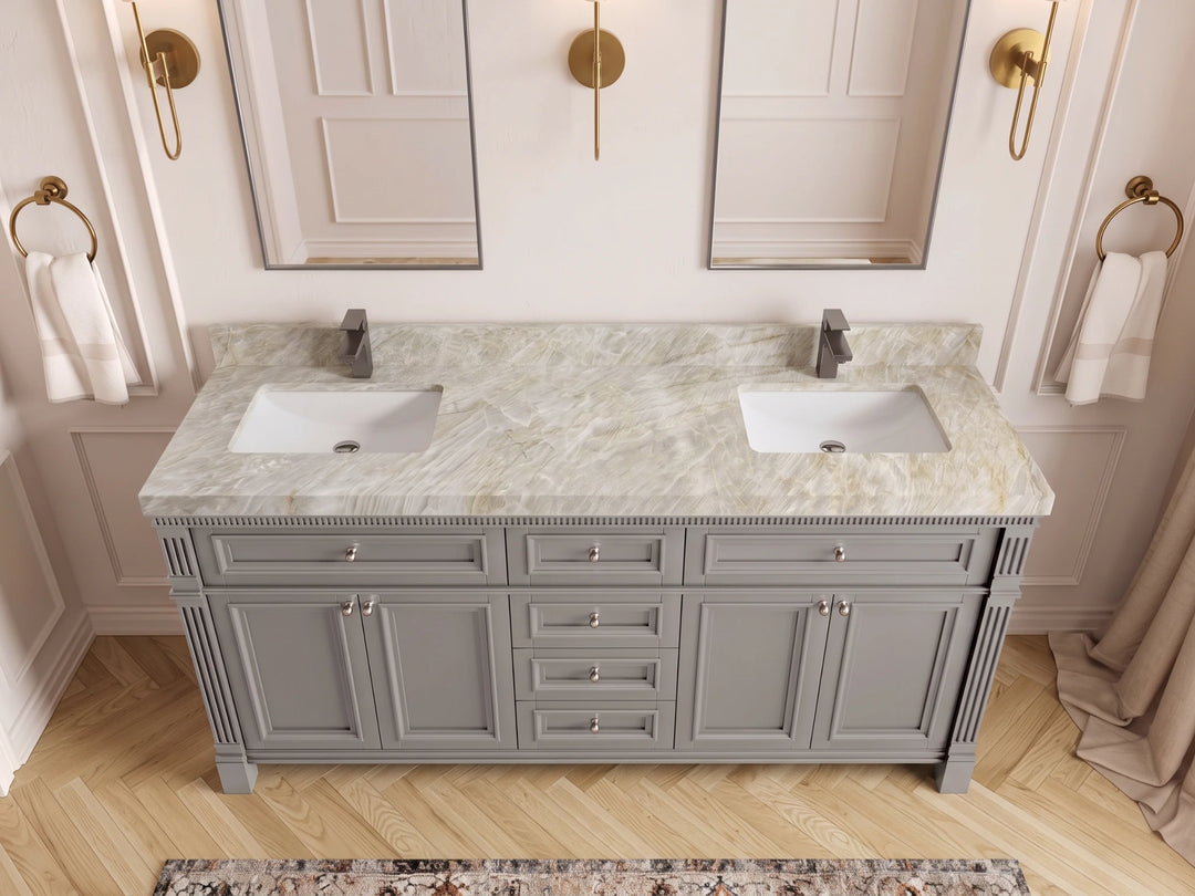 Paris 72 in. W x 22 in. D Double Sink Bathroom Vanity | 
              
                Elephant Skin Gray
                
                  
             - PRS_GRY_WHQZ_72D - photo №51