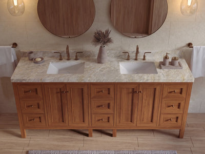 Nashville Teak Wood 84 in. W x 22 in. D Double Sink Bathroom Vanity