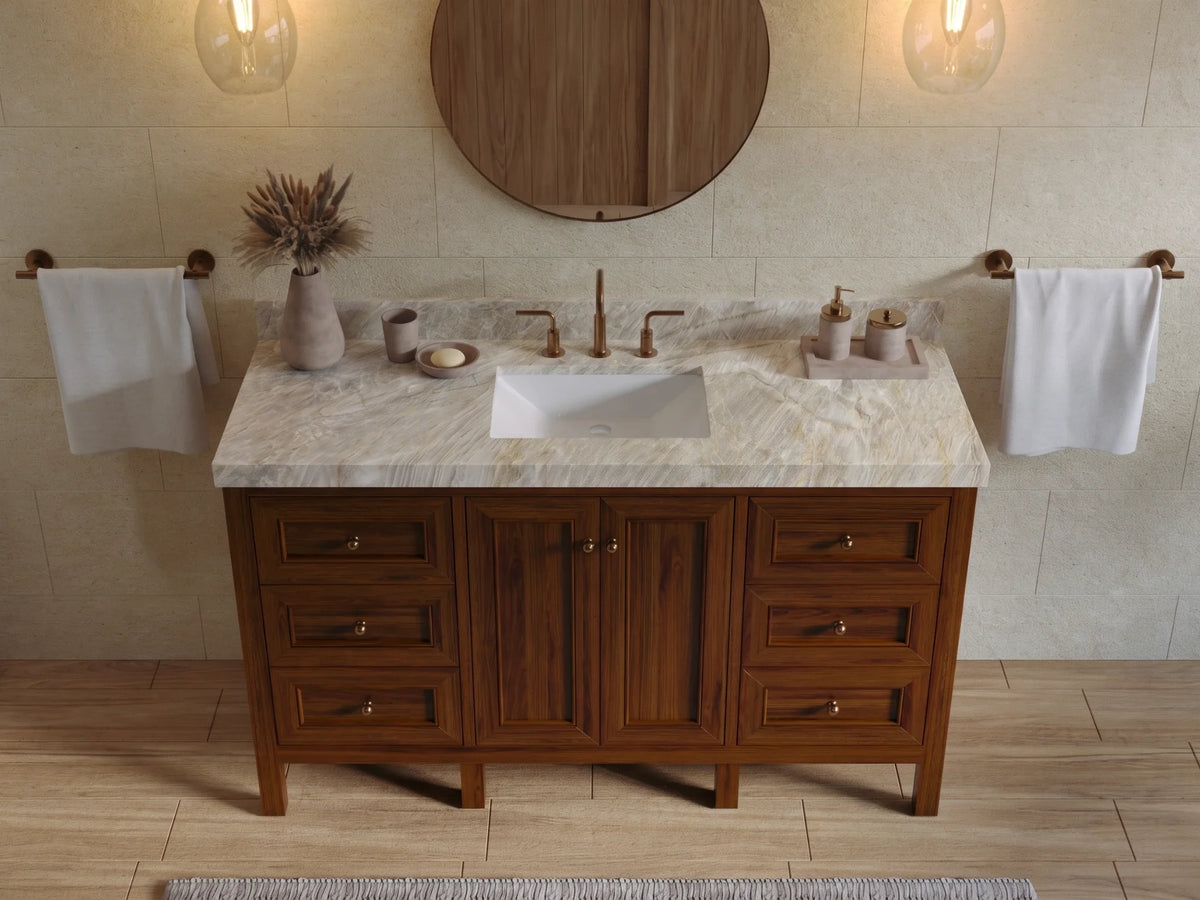 Nashville Teak Wood 60 in. W x 22 in. D Single Sink Bathroom Vanity