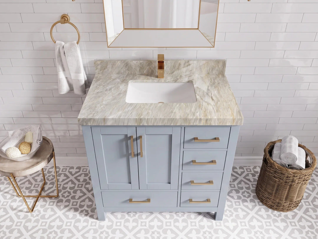 Malibu 36 in. W x 22 in. D Bathroom Vanity Center Sink | 
              
                Blue Heather
                
                  
             - MLB_BLU_WHQZ_36CL - photo №21