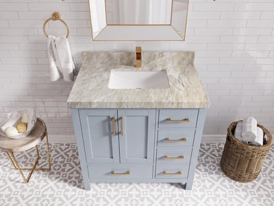 Malibu 36 in. W x 22 in. D Bathroom Vanity Center Sink