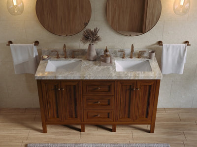Nashville Teak Wood 60 in. W x 22 in. D Double Sink Bathroom Vanity