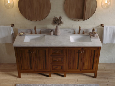 Nashville Teak Wood 72 in. W x 22 in. D Double Sink Bathroom Vanity