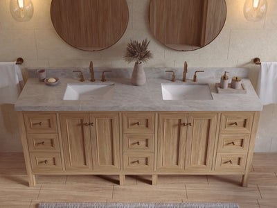 Nashville Teak Wood 84 in. W x 22 in. D Double Sink Bathroom Vanity