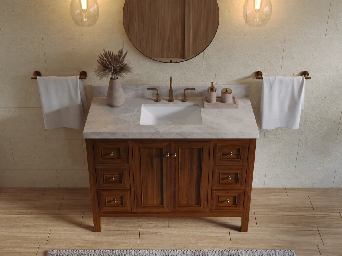 Nashville Teak Wood 48 in. W x 22 in. D Single Sink Bathroom Vanity