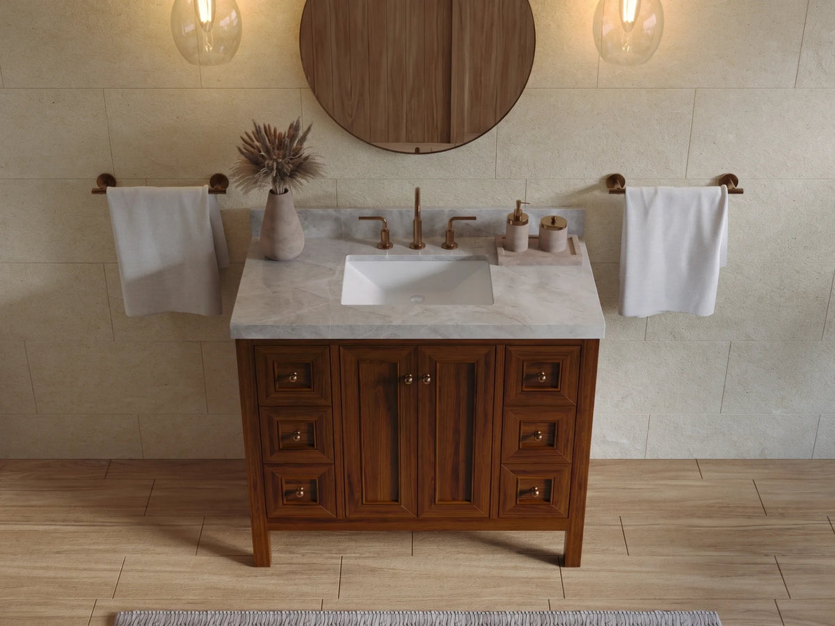Nashville Teak Wood 42 in. W x 22 in. D Single Sink Bathroom Vanity