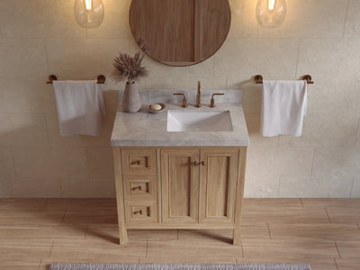 Nashville Teak Wood 36 in. W x 22 in. D Right Offset Sink Bathroom Vanity