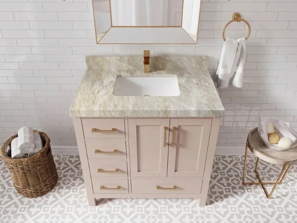 Malibu 36 in. W x 22 in. D with Center Sink Bathroom Vanity | 
              
                Pink
                
                  
             - MLB_PNK_WHQZ_36CR - photo №22