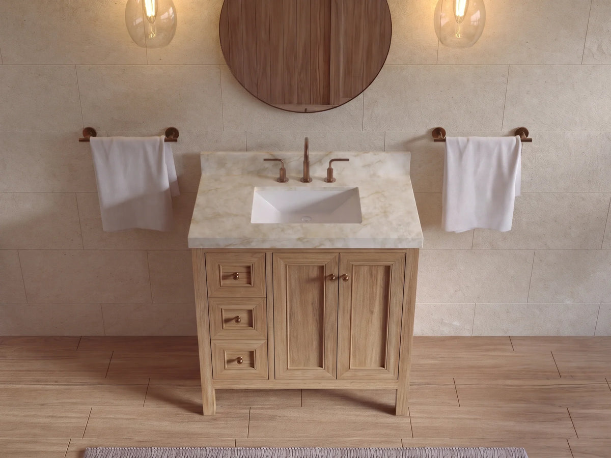 Nashville 36 in. W x 22 in. D Center Sink Teak Wood Bathroom Vanity