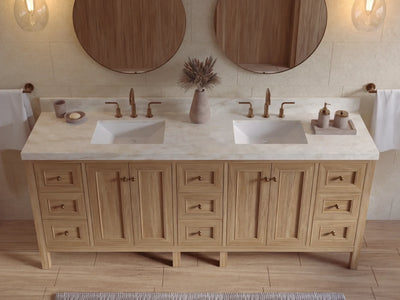 Nashville Teak Wood 84 in. W x 22 in. D Double Sink Bathroom Vanity