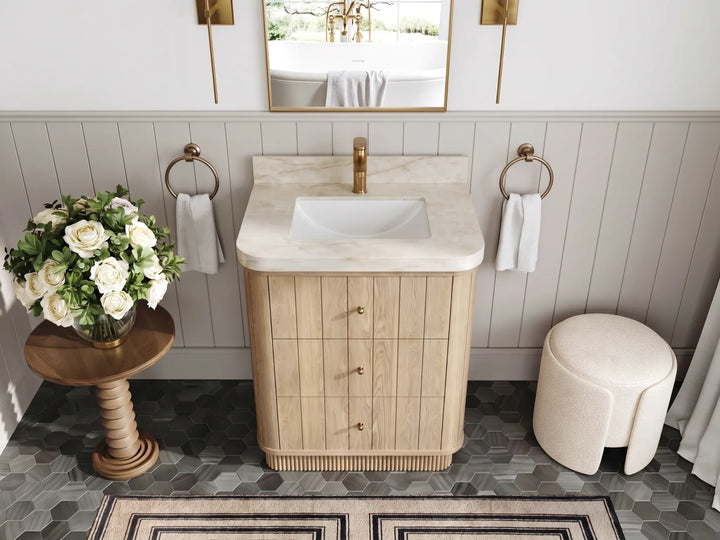 Houston White Oak 30 in. W x 22 in. D Free Standing Curved Edge Single Sink Bathroom Vanity - photo 26