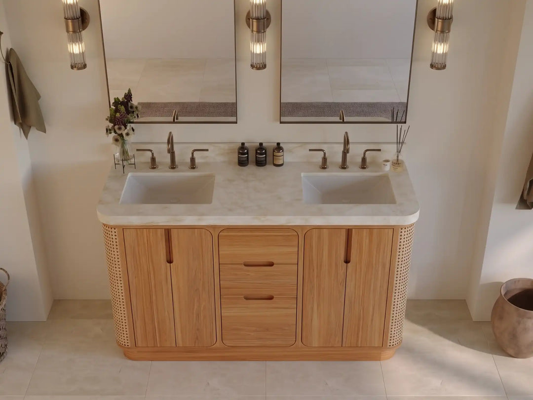 Ventura Teak 60 in. W x 22 in. D Double Sink Bathroom Vanity | 
              
                Light Natural Teak
                
                  
             - VTR_TK_LNT_CA_LZ_60D - photo №15