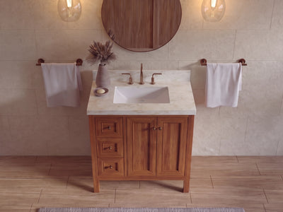 Nashville 36 in. W x 22 in. D Center Sink Teak Wood Bathroom Vanity