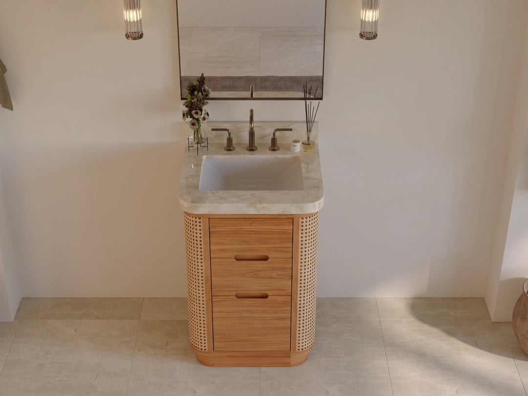 Ventura Teak 24 in. W x 22 in. D Single Sink Bathroom Vanity | 
              
                Light Natural Teak
                
                  
             - VTR_TK_LNT_CARM_24 - photo №14