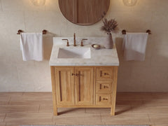 Nashville Teak Wood 36 in. W x 22 in. D Left Offset Sink Bathroom Vanity - photo 31