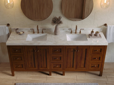 Nashville Teak Wood 84 in. W x 22 in. D Double Sink Bathroom Vanity