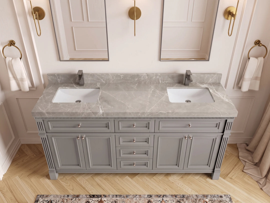 Paris 72 in. W x 22 in. D Double Sink Bathroom Vanity | 
              
                Elephant Skin Gray
                
                  
             - PRS_GRY_WHQZ_72D - photo №52