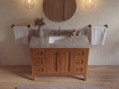 Nashville Teak Wood 48 in. W x 22 in. D Single Sink Bathroom Vanity