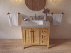 Nashville Teak Wood 36 in. W x 22 in. D Center Sink Bathroom Vanity - photo 34
