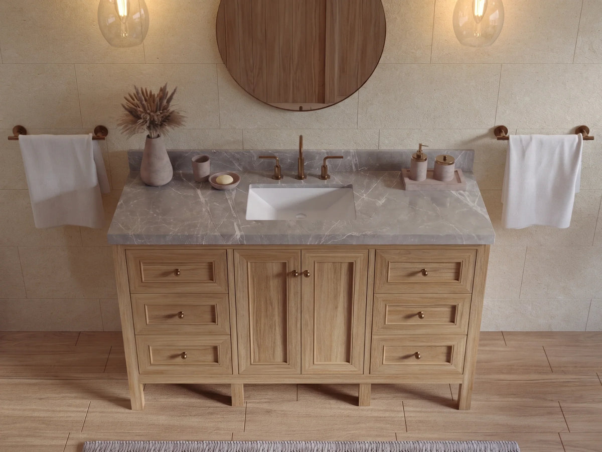 Nashville Teak Wood 60 in. W x 22 in. D Single Sink Bathroom Vanity