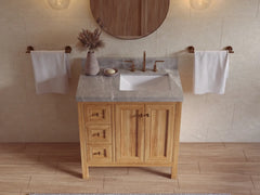 Nashville Teak Wood 36 in. W x 22 in. D Right Offset Sink Bathroom Vanity - photo 32