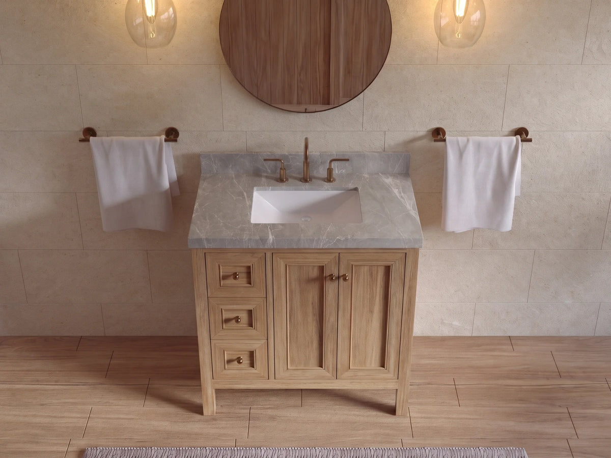 Nashville 36 in. W x 22 in. D Center Sink Teak Wood Bathroom Vanity