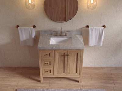 Nashville 36 in. W x 22 in. D Center Sink Teak Wood Bathroom Vanity