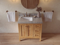 Nashville Teak Wood 36 in. W x 22 in. D Left Offset Sink Bathroom Vanity - photo 32