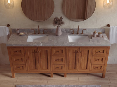 Nashville Teak Wood 84 in. W x 22 in. D Double Sink Bathroom Vanity