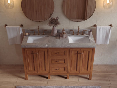 Nashville Teak Wood 60 in. W x 22 in. D Double Sink Bathroom Vanity