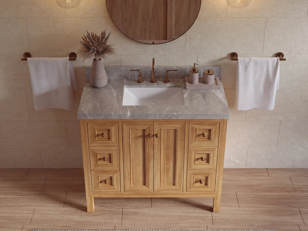 Nashville Teak Wood 42 in. W x 22 in. D Single Sink Bathroom Vanity | 
              
                Light Natural Teak
                
                  
             - NAS_TK_LNT_WHQZ_42 - photo №31