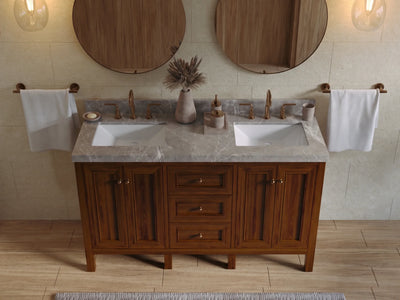 Nashville Teak Wood 60 in. W x 22 in. D Double Sink Bathroom Vanity