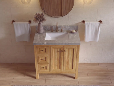 Nashville Teak Wood 36 in. W x 22 in. D Center Sink Bathroom Vanity