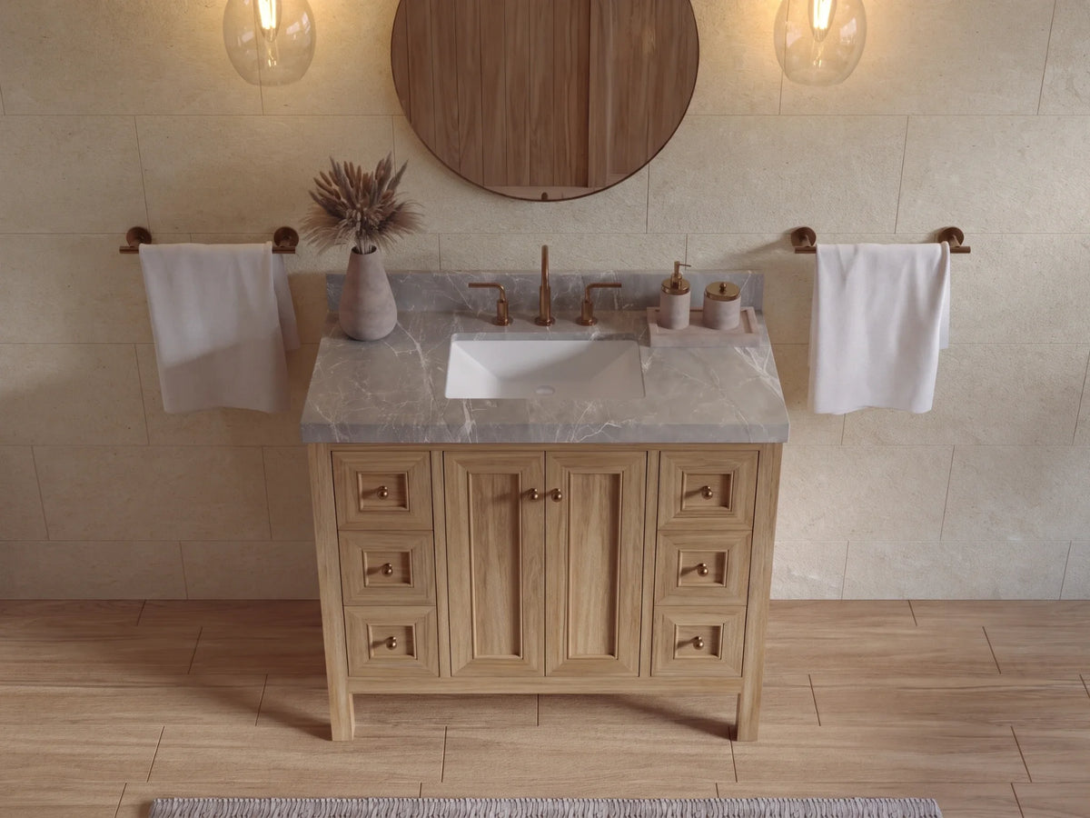 Nashville Teak Wood 42 in. W x 22 in. D Single Sink Bathroom Vanity