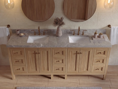 Nashville Teak Wood 84 in. W x 22 in. D Double Sink Bathroom Vanity