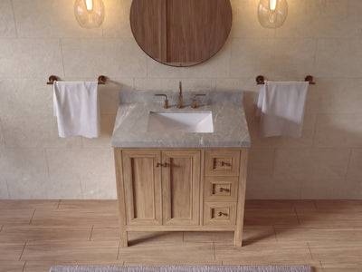 Nashville Teak Wood 36 in. W x 22 in. D Center Sink Bathroom Vanity