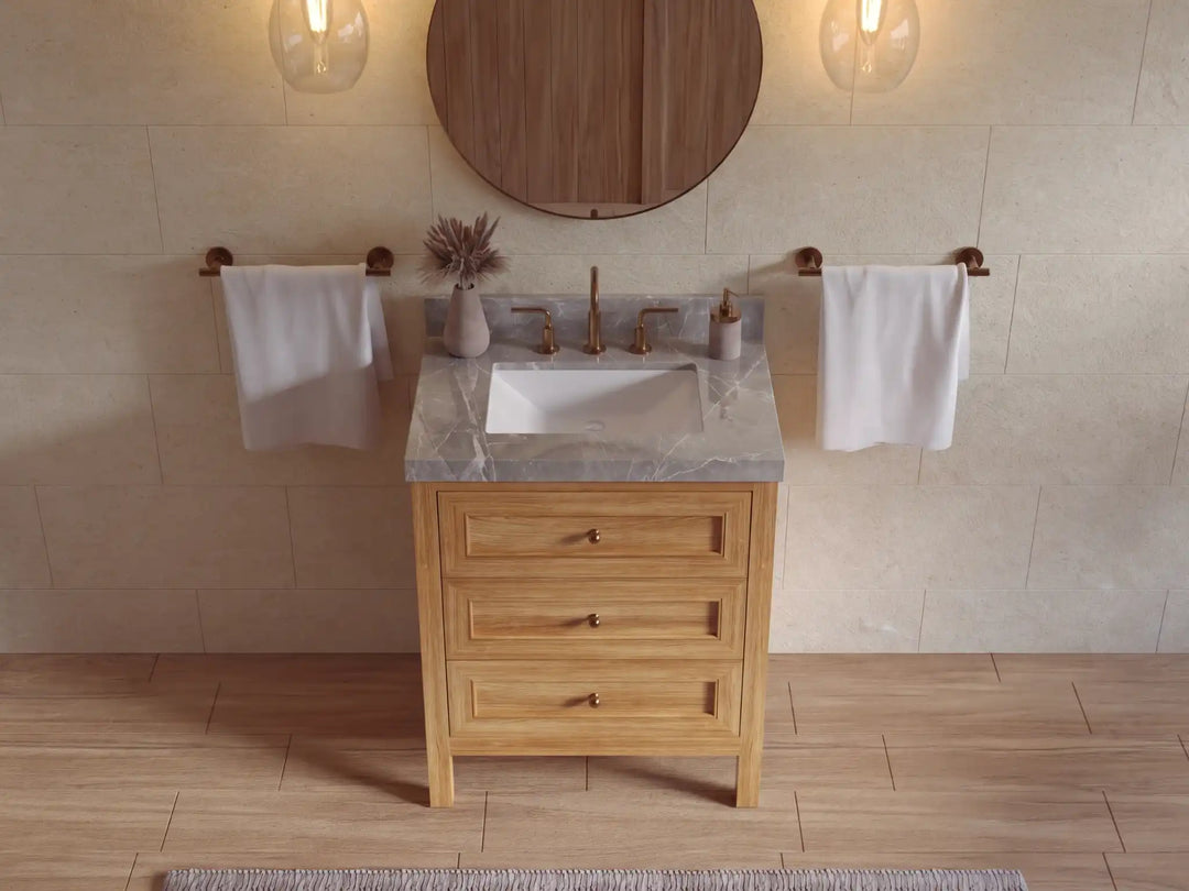 Nashville Teak Wood 30 in. W x 22 in. D Single Sink Bathroom Vanity | 
              
                Light Natural Teak
                
                  
             - NAS_TK_LNT_WHQZ_30 - photo №22