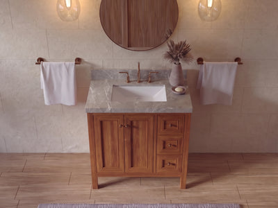Nashville Teak Wood 36 in. W x 22 in. D Center Sink Bathroom Vanity