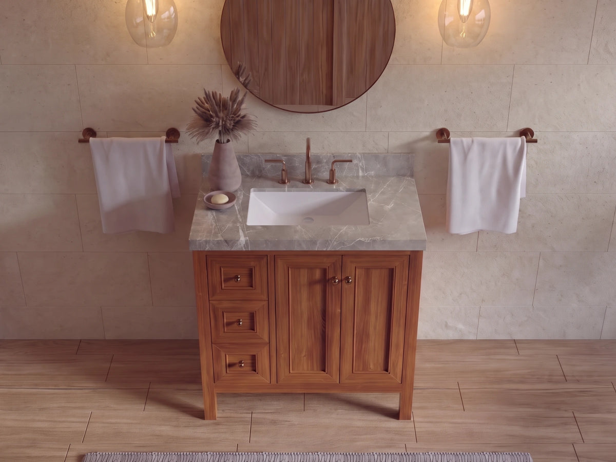 Nashville 36 in. W x 22 in. D Center Sink Teak Wood Bathroom Vanity