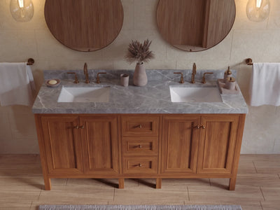 Nashville Teak Wood 72 in. W x 22 in. D Double Sink Bathroom Vanity