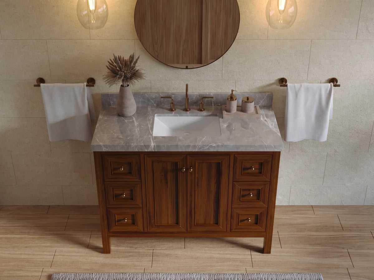 Nashville Teak Wood 48 in. W x 22 in. D Single Sink Bathroom Vanity